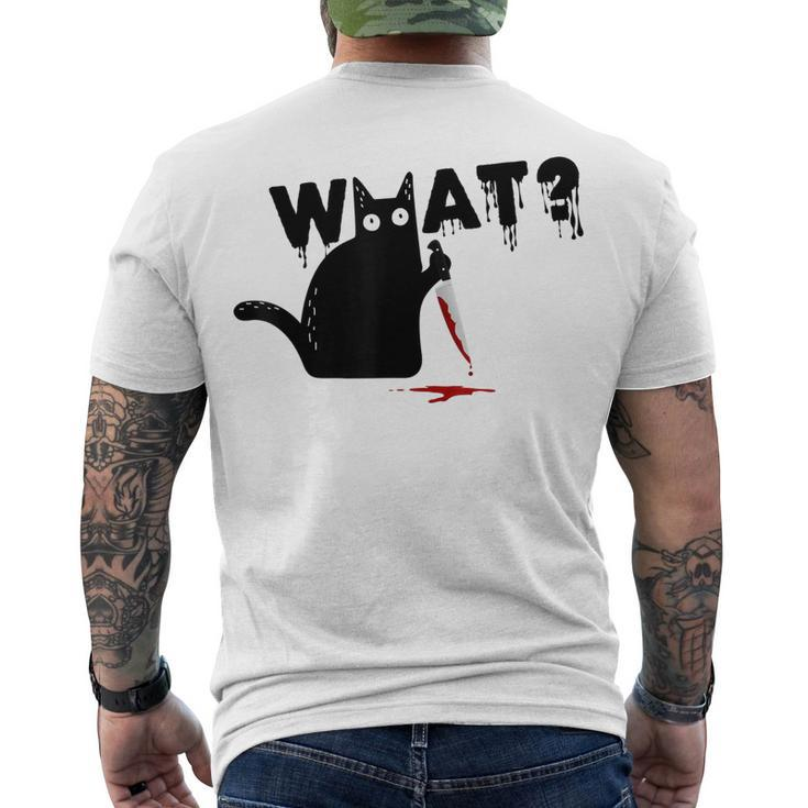 Black Cat Killer Ask What Halloween Knife Sarcasm Men's T-shirt Back Print