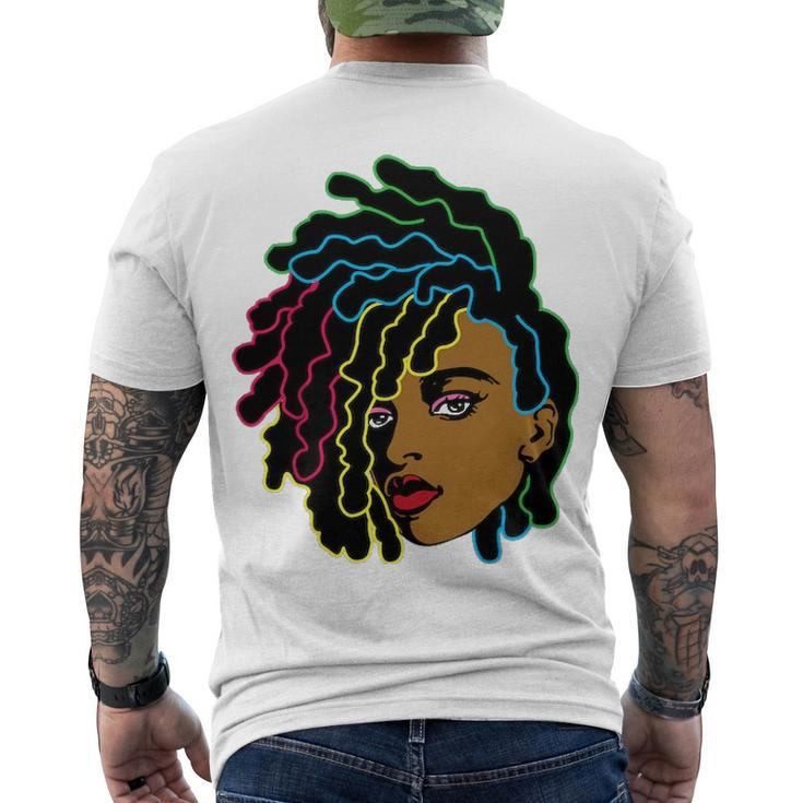 Black Woman African Afro Hair Cool Black History Month Men's T-shirt Back Print
