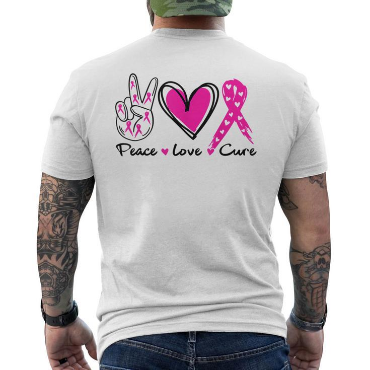 Breast Cancer Awareness Costume Pink Peace Love Cure Faith V5 Men's T-shirt Back Print