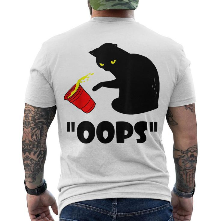 Cat Oops Black Cat Knocking Over A Glass V2 Men's T-shirt Back Print