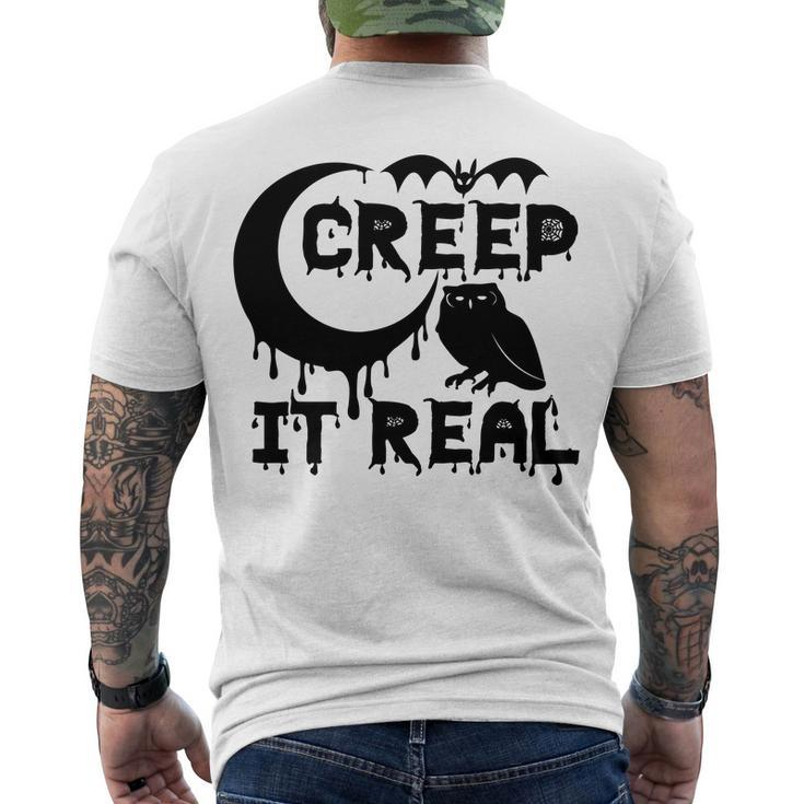 Creep It Real Moon Owl Halloween Night Men's T-shirt Back Print