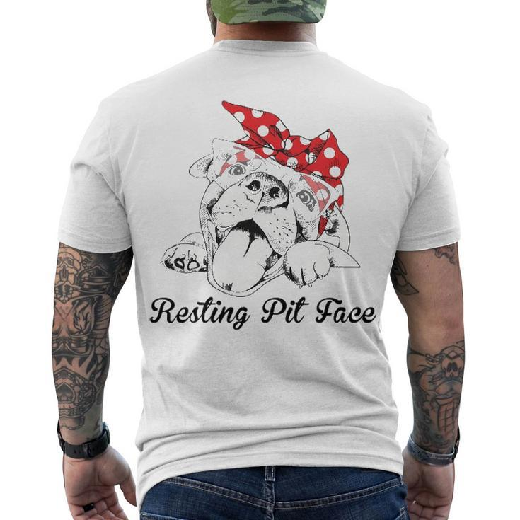Dog Pitbull Resting Pit Face For Dogs Men's T-shirt Back Print
