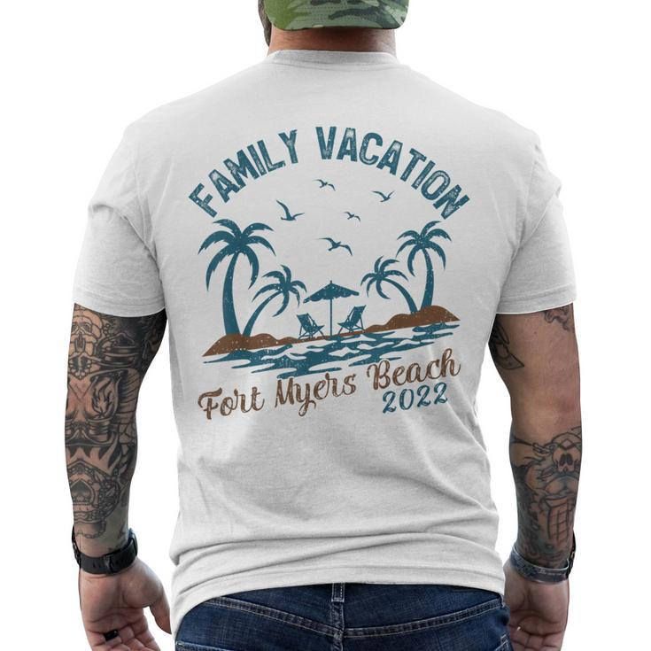 Family Vacation 2022 Palm Tree Florida Fort Myers Beach Men's T-shirt Back Print