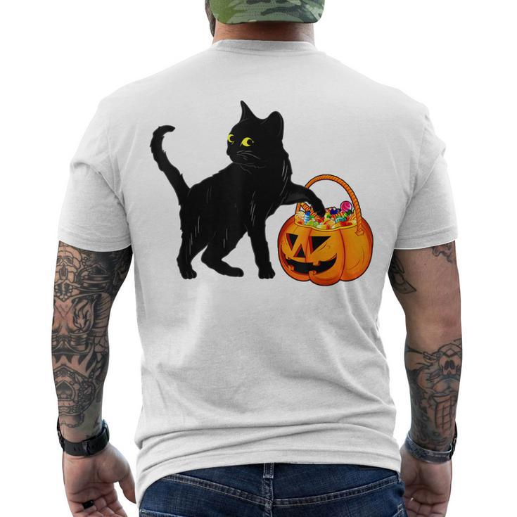 Halloween Black Cat Jack O Lantern Pumpkin Sweet Candy Men's T-shirt Back Print