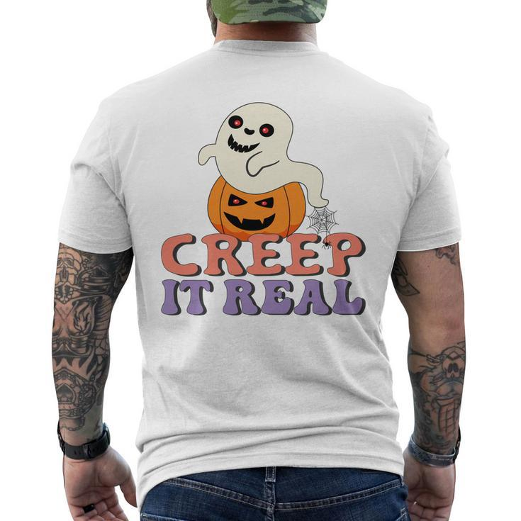 Halloween Boo With Pumpkin Creep It Real Men's T-shirt Back Print