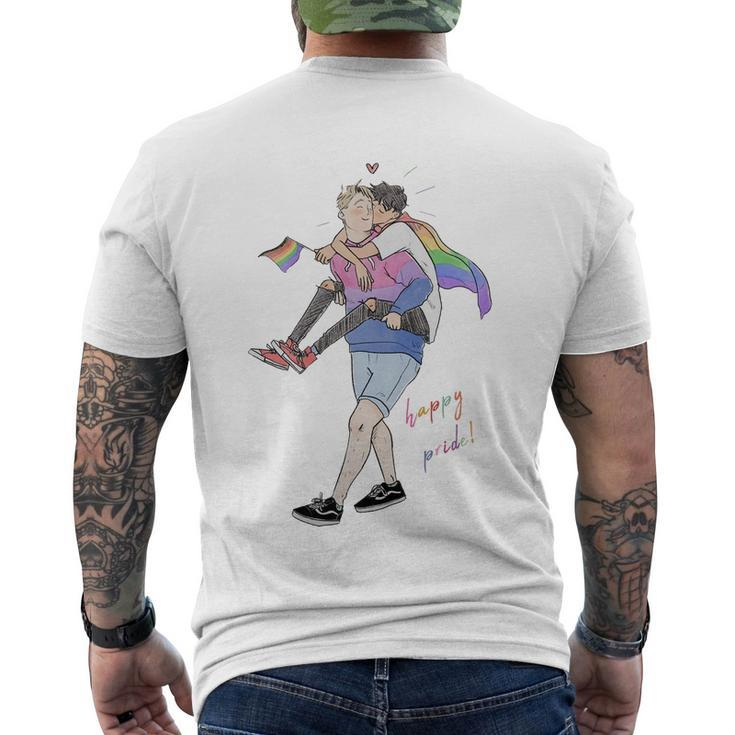 Heartstopper Lgbt Lover Nick And Charlie Happy Pride Men's Crewneck Short Sleeve Back Print T-shirt