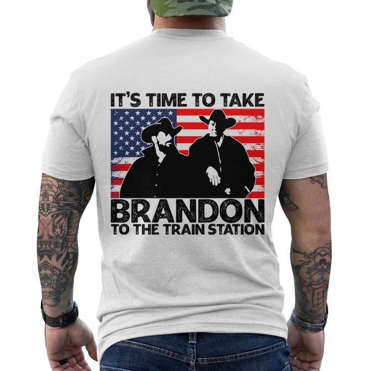 Its Time To Take Brandon To The Train Station America Flag Funny Its Time To Tak Men's Crewneck Short Sleeve Back Print T-shirt