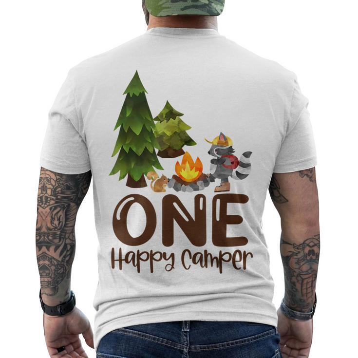 Kids One Happy A Camper Birthday Camping Lover 1St Birthday Men's T-shirt Back Print