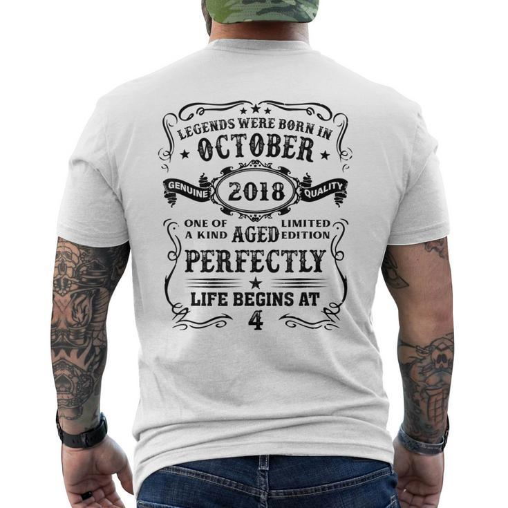 Legends Were Born In October 2018 4 Years Old Boy Men's T-shirt Back Print