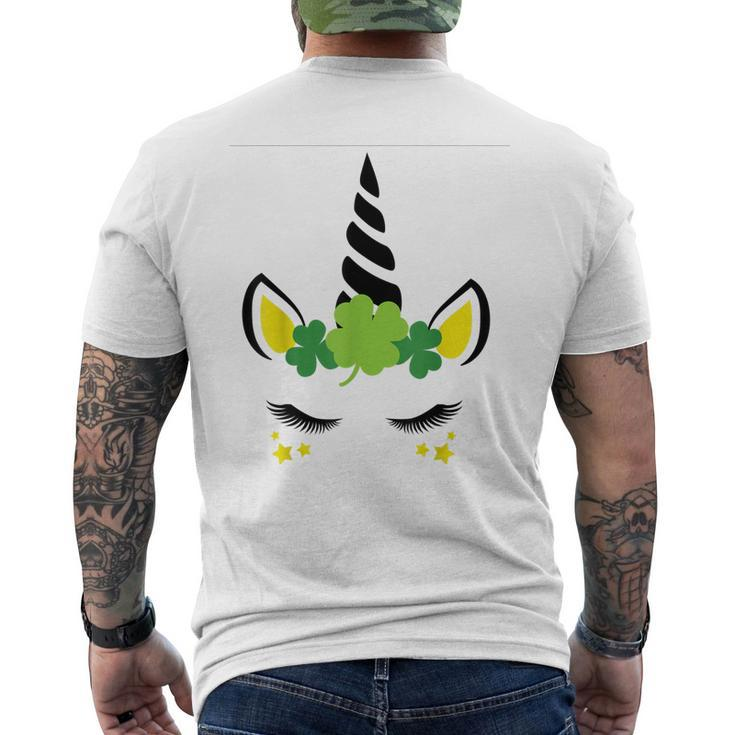 Lucky Shamrock Cute Unicorn Face St Patricks Day Girls Men's T-shirt Back Print