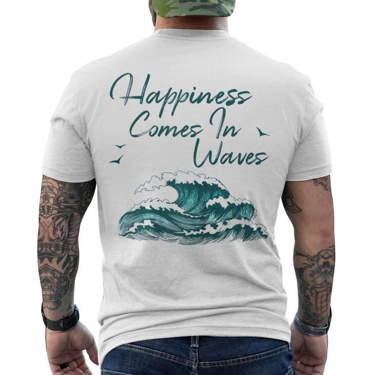 Womens Ocean Waves For Women Happiness Comes In Waves Beach Men's T-shirt Back Print