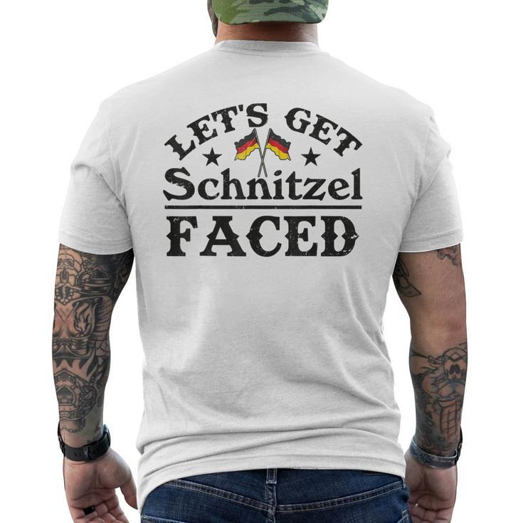 Oktoberfest Lets Get Schnitzel Faced German Flag Men's T-shirt Back Print