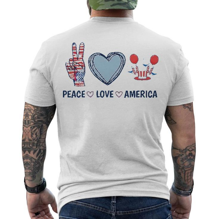 Peace Love America V2 Men's Crewneck Short Sleeve Back Print T-shirt