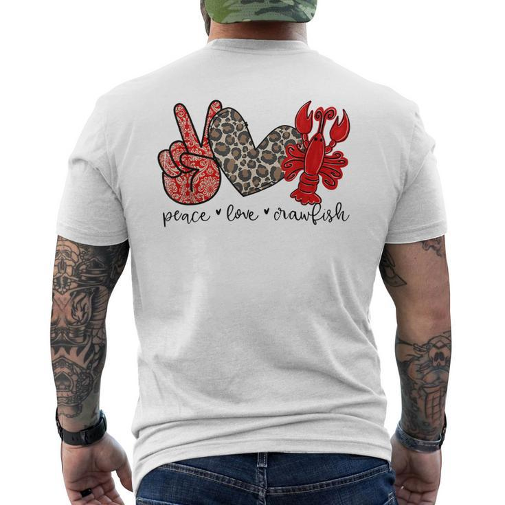 Peace Love Crawfish Cute Leopard And Seafood Lover Men's T-shirt Back Print