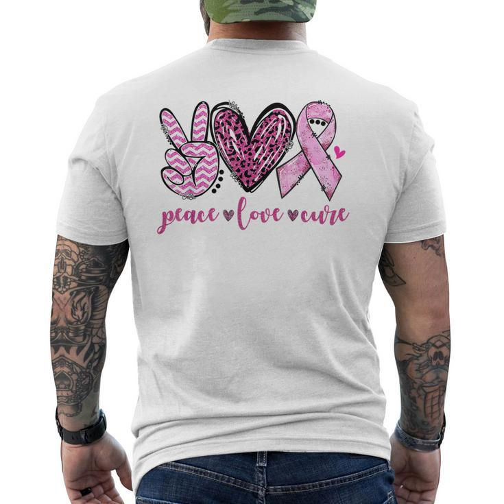 Peace Love Cure Pink Ribbon Breast Cancer Awareness V3 Men's T-shirt Back Print