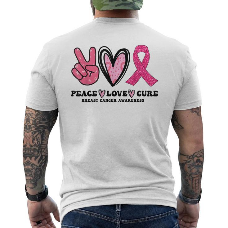 Peace Love Cure Pink Ribbon Cancer Breast Awareness V5 Men's T-shirt Back Print