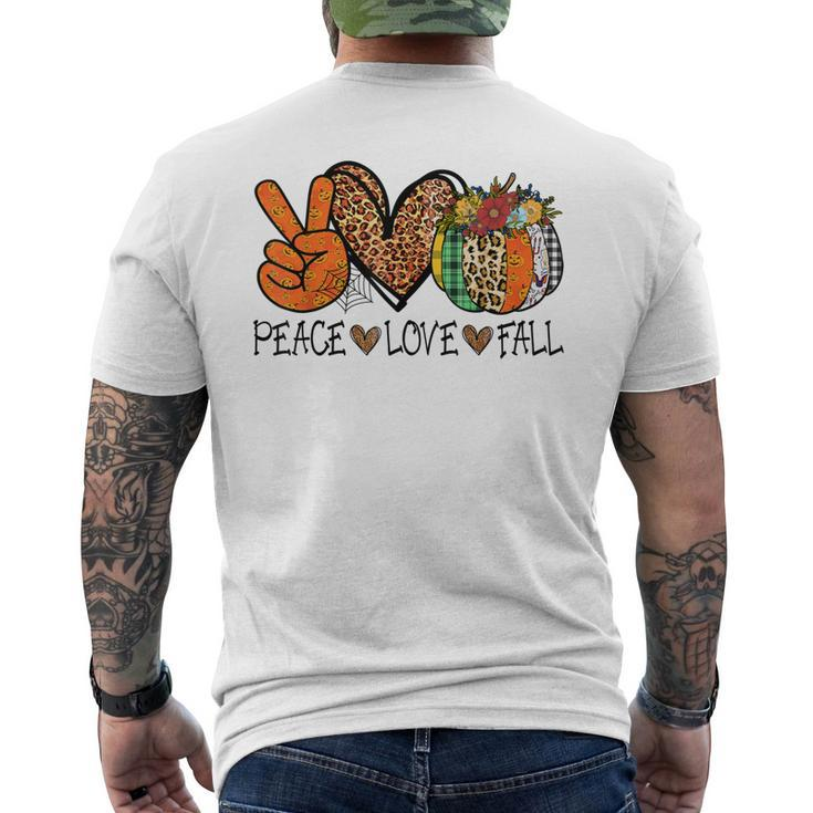 Peace Love Fall Vibes Pumkin Season Spooky Season Halloween Men's T-shirt Back Print