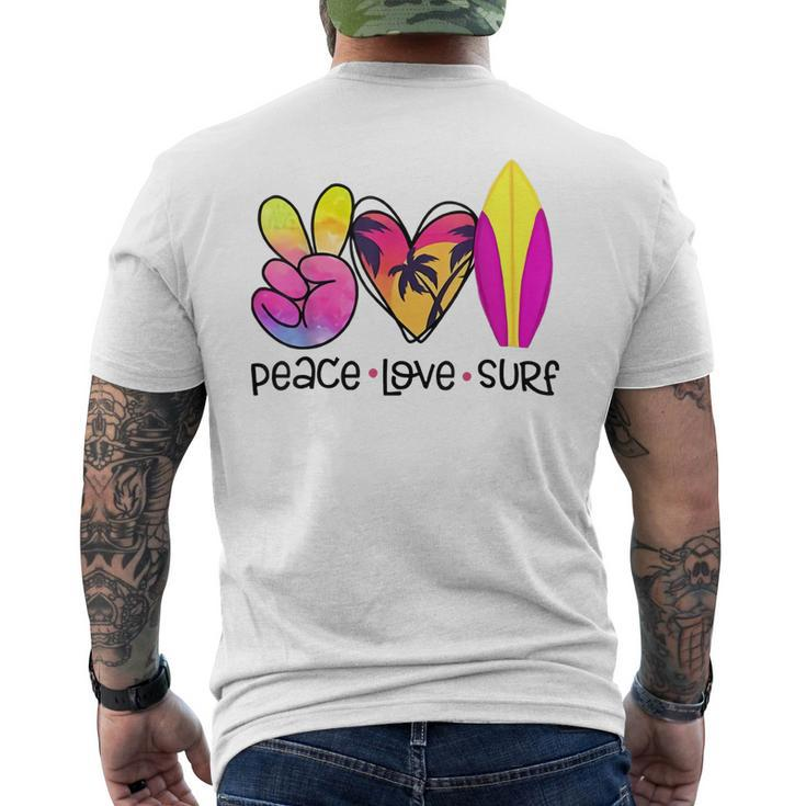 Peace Love Summer Surf Retro Vacation Men's T-shirt Back Print