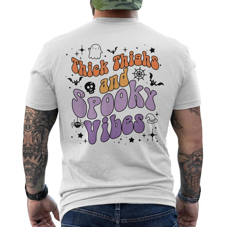 Retro Groovy Thick Thighs And Spooky Vibes Halloween Men's T-shirt Back Print