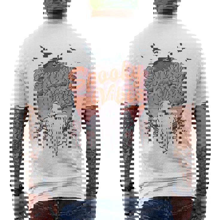 Retro Spook Vibes Boo Ghost Spooky Season Halloween Men's T-shirt Back Print