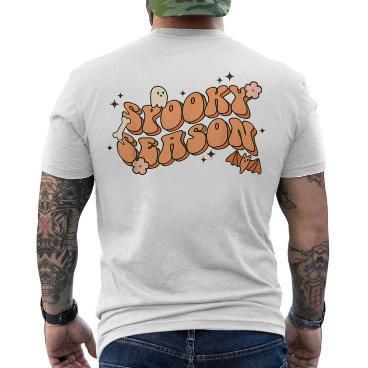 Retro Spooky Season Boo Ghost Floral Spooky Vibes Halloween Men's T-shirt Back Print