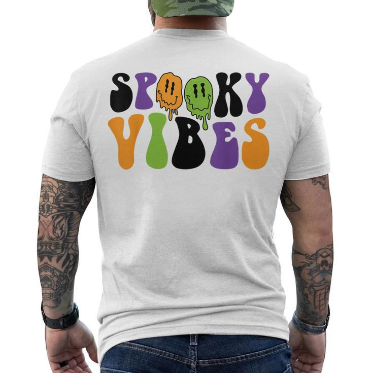 Spooky Vibes Dripping Smile Face Halloween Night Party Men's T-shirt Back Print