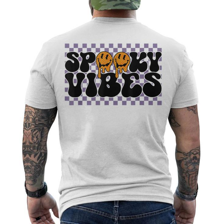 Spooky Vibes Groovy Scary Happy Face Halloween Men's T-shirt Back Print