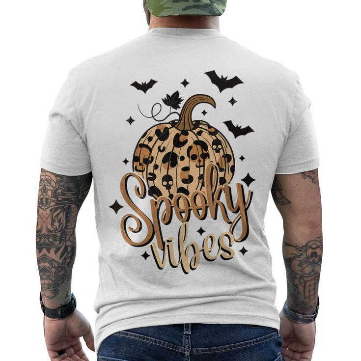 Spooky Vibes Skull Leopard Pumpkin Vintage Boho Halloween Men's T-shirt Back Print