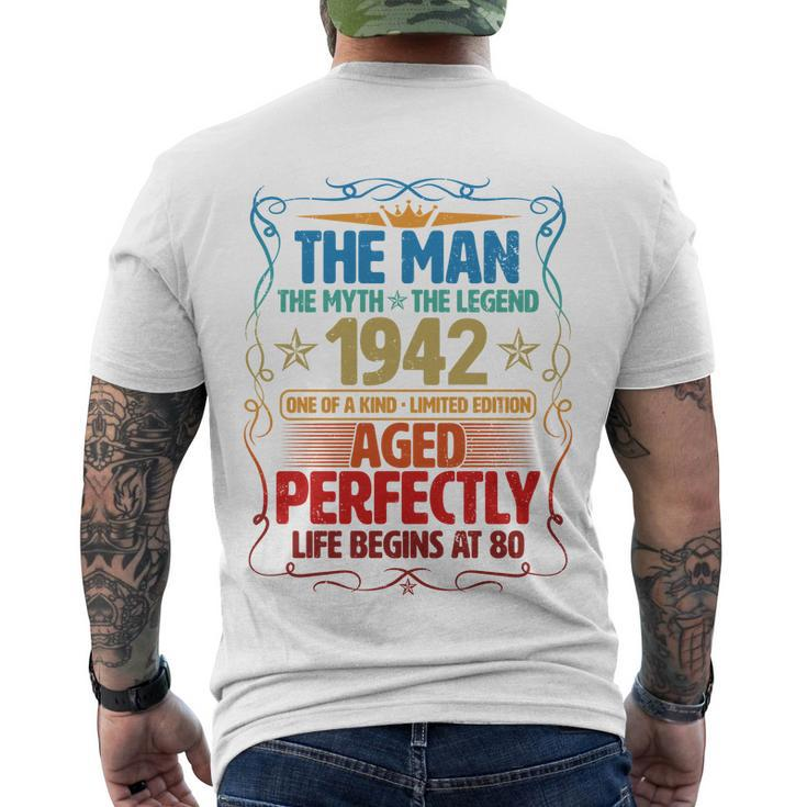 The Man Myth Legend 1942 Aged Perfectly 80Th Birthday Men's Crewneck Short Sleeve Back Print T-shirt