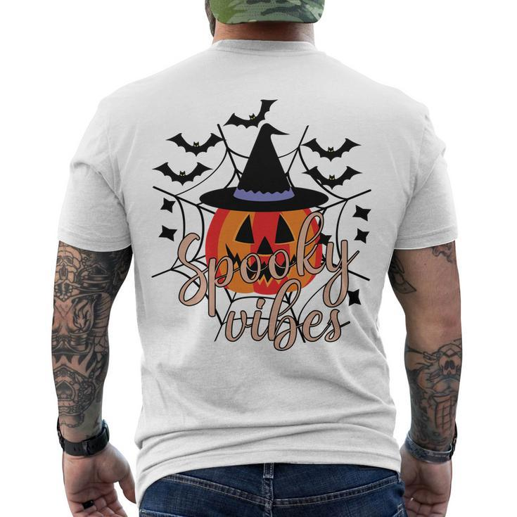 Thick Thights And Spooky Vibes Halloween Pumpkin Ghost Men's T-shirt Back Print