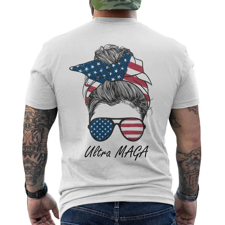 Ultra Maga Messy Bun Parody Trump 2024 Anti Biden Tshirt Men's Crewneck Short Sleeve Back Print T-shirt