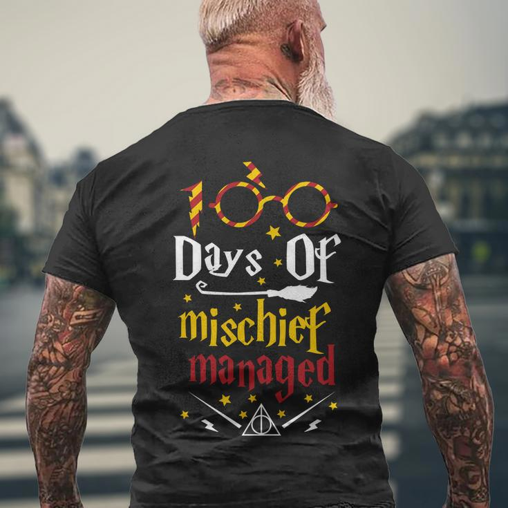 100 Days Of Mischief Managed 100Th Day Of School Men's Crewneck Short Sleeve Back Print T-shirt Gifts for Old Men