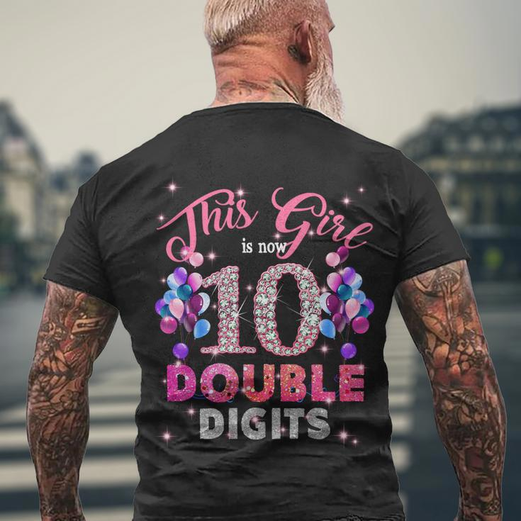 10Th Birthday Funny Gift This Girl Is Now 10 Double Digits Meaningful Gift Men's Crewneck Short Sleeve Back Print T-shirt Gifts for Old Men
