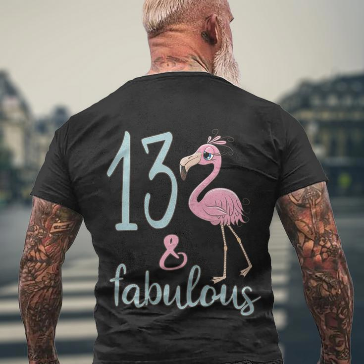 13Th Birthday Flamingo Outfit Girls 13 Year Old Bday Men's Crewneck Short Sleeve Back Print T-shirt Gifts for Old Men