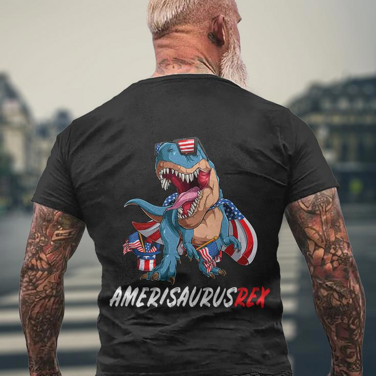 4Th July Tfunny Giftrex America Dinosaur Independence Day Patriot Usa Gift Men's Crewneck Short Sleeve Back Print T-shirt Gifts for Old Men