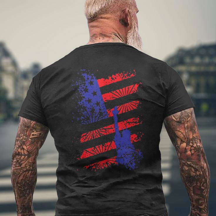 4Th Of July Usa Flag American Patriotic Statue Of Liberty Men's Back Print T-shirt Gifts for Old Men