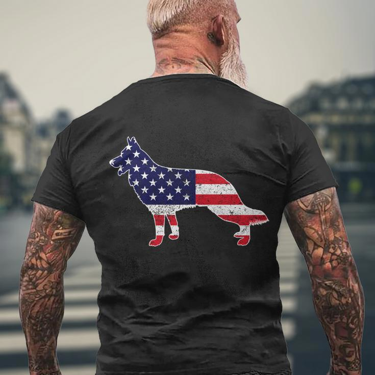 4Th Of July German Shepherd Dog Graphic Patriotic Usa Flag Meaningful Gift Men's Crewneck Short Sleeve Back Print T-shirt Gifts for Old Men