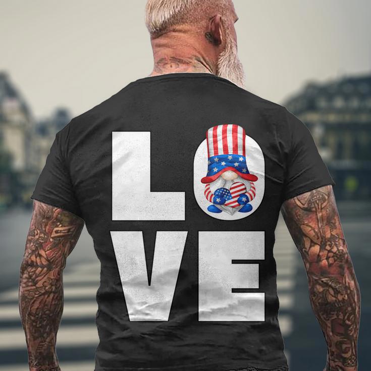 4Th Of July Gnome For Women Patriotic American Flag Heart Gift Men's Crewneck Short Sleeve Back Print T-shirt Gifts for Old Men