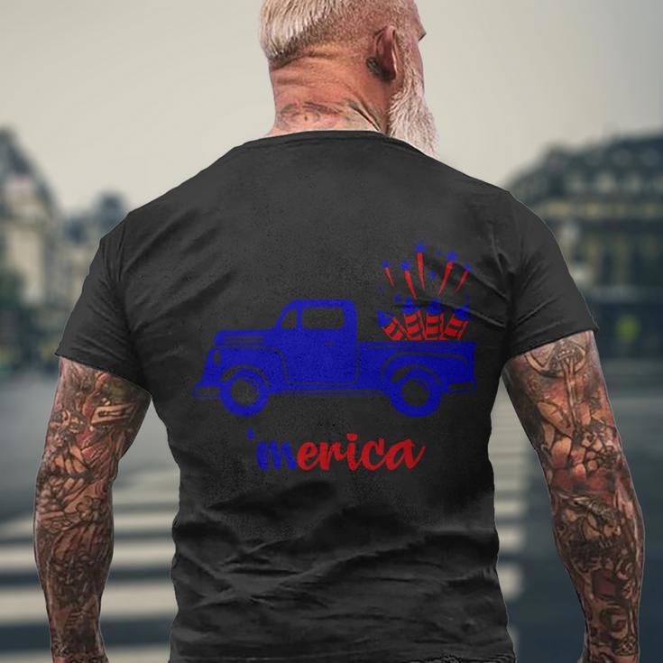 4Th Of July Meria Truck Fireworks Freedom Men's Crewneck Short Sleeve Back Print T-shirt Gifts for Old Men