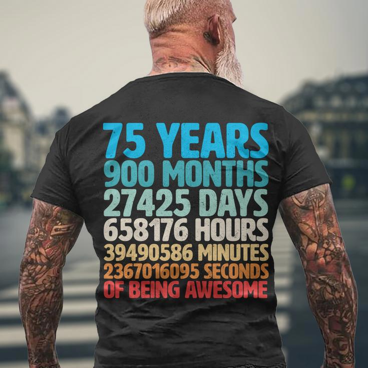 75 Years Of Being Awesome Birthday Time Breakdown Tshirt Men's Crewneck Short Sleeve Back Print T-shirt Gifts for Old Men