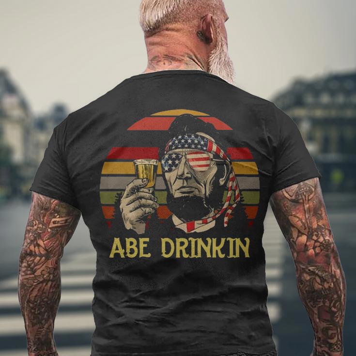 Abe Drinkin V2 Men's Crewneck Short Sleeve Back Print T-shirt Gifts for Old Men