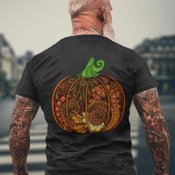 Abstract Pumpkin Thanksgiving Logo Tshirt Men's Crewneck Short Sleeve Back Print T-shirt Gifts for Old Men