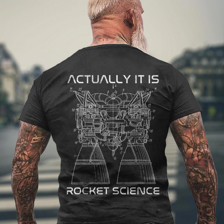Actually It Is Rocket Science Math Engineering Teacher Men's Crewneck Short Sleeve Back Print T-shirt Gifts for Old Men