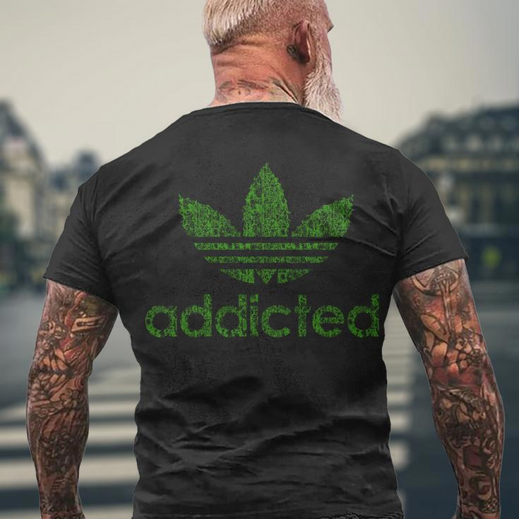 Addicted Weed Logo Tshirt Men's Crewneck Short Sleeve Back Print T-shirt Gifts for Old Men