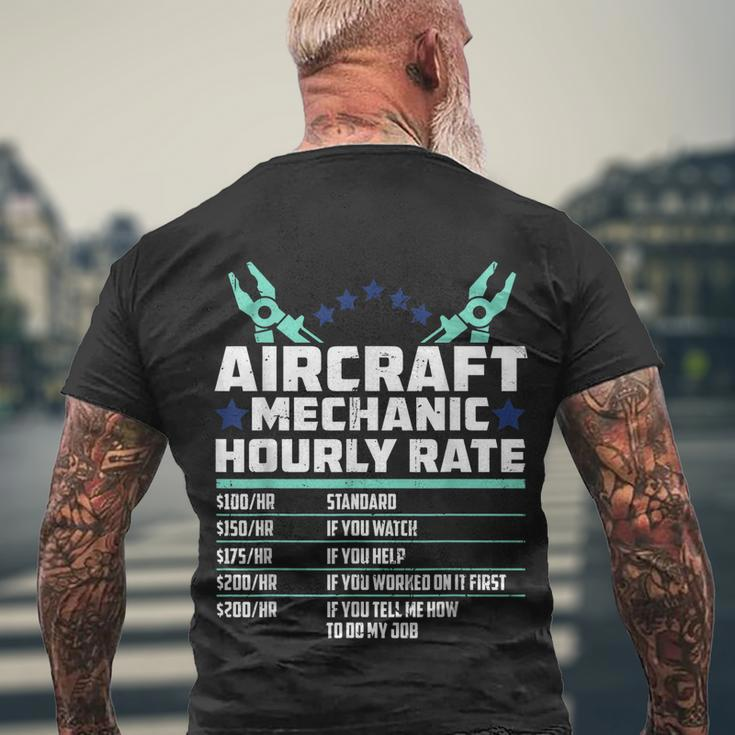 Aircraft Technician Hourly Rate Airplane Plane Mechanic Men's Crewneck Short Sleeve Back Print T-shirt Gifts for Old Men
