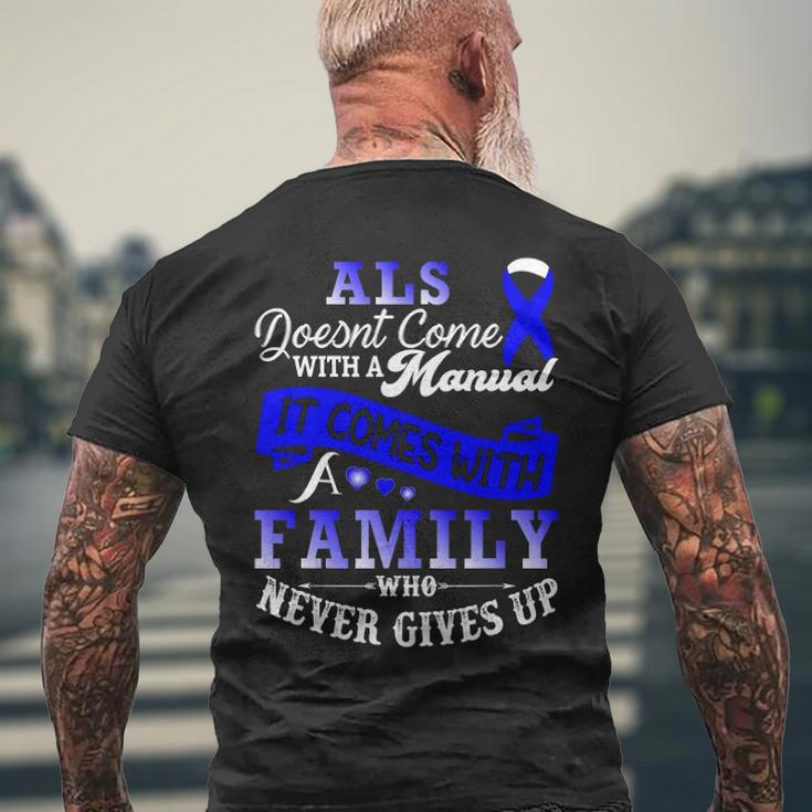 Als Awareness Support Als Fighter Als Warrior Als Family Men's Back Print T-shirt Gifts for Old Men