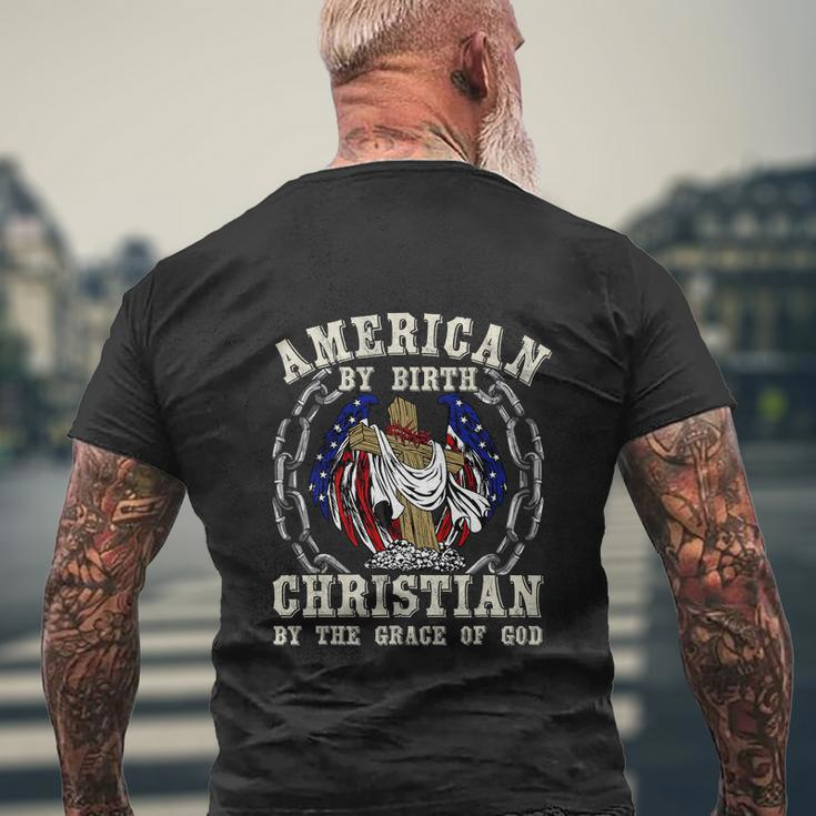 American By Birth Christian For 4Th Of July Men's Crewneck Short Sleeve Back Print T-shirt Gifts for Old Men
