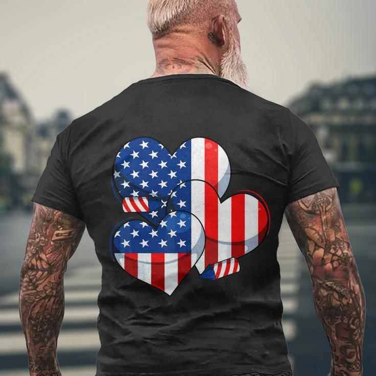 American Flag Heart 4Th Of July Usa Patriotic Pride Men's Crewneck Short Sleeve Back Print T-shirt Gifts for Old Men