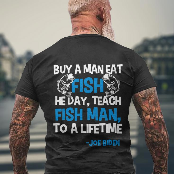 Anti Biden Political Impeach Biden Buy A Man Eat Fish Funny Men's Crewneck Short Sleeve Back Print T-shirt Gifts for Old Men