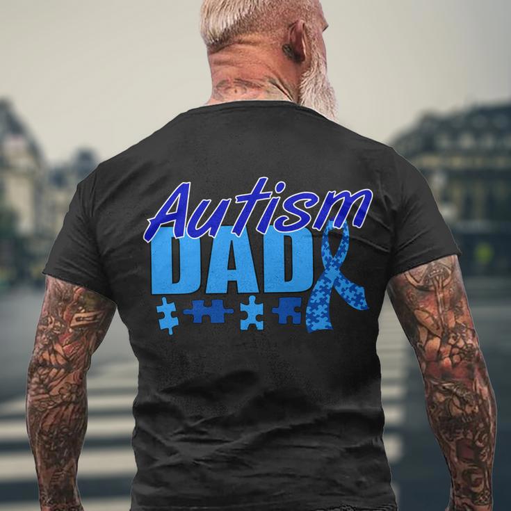 Autism Dad Awareness Ribbon Tshirt Men's Crewneck Short Sleeve Back Print T-shirt Gifts for Old Men